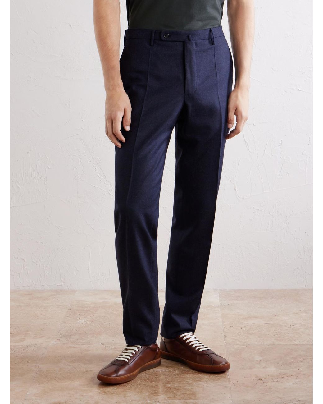 Slowear Blue Incotex Straight-Leg Wool And Cashmere-Blend Trousers for men
