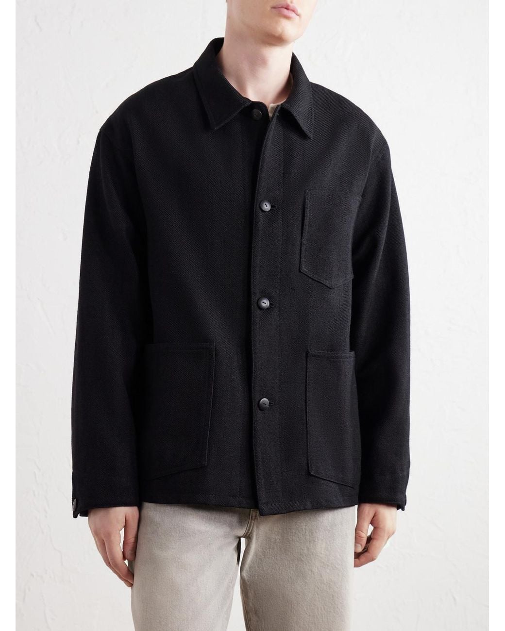 Visvim Black Baker Textured Wool And Linen-Blend Jacket for men