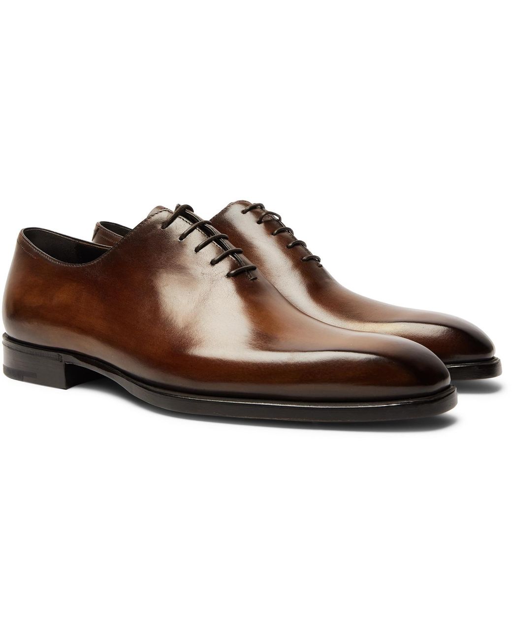 Berluti Alessandro Capri Leather Whole-cut Oxford Shoes in Brown 