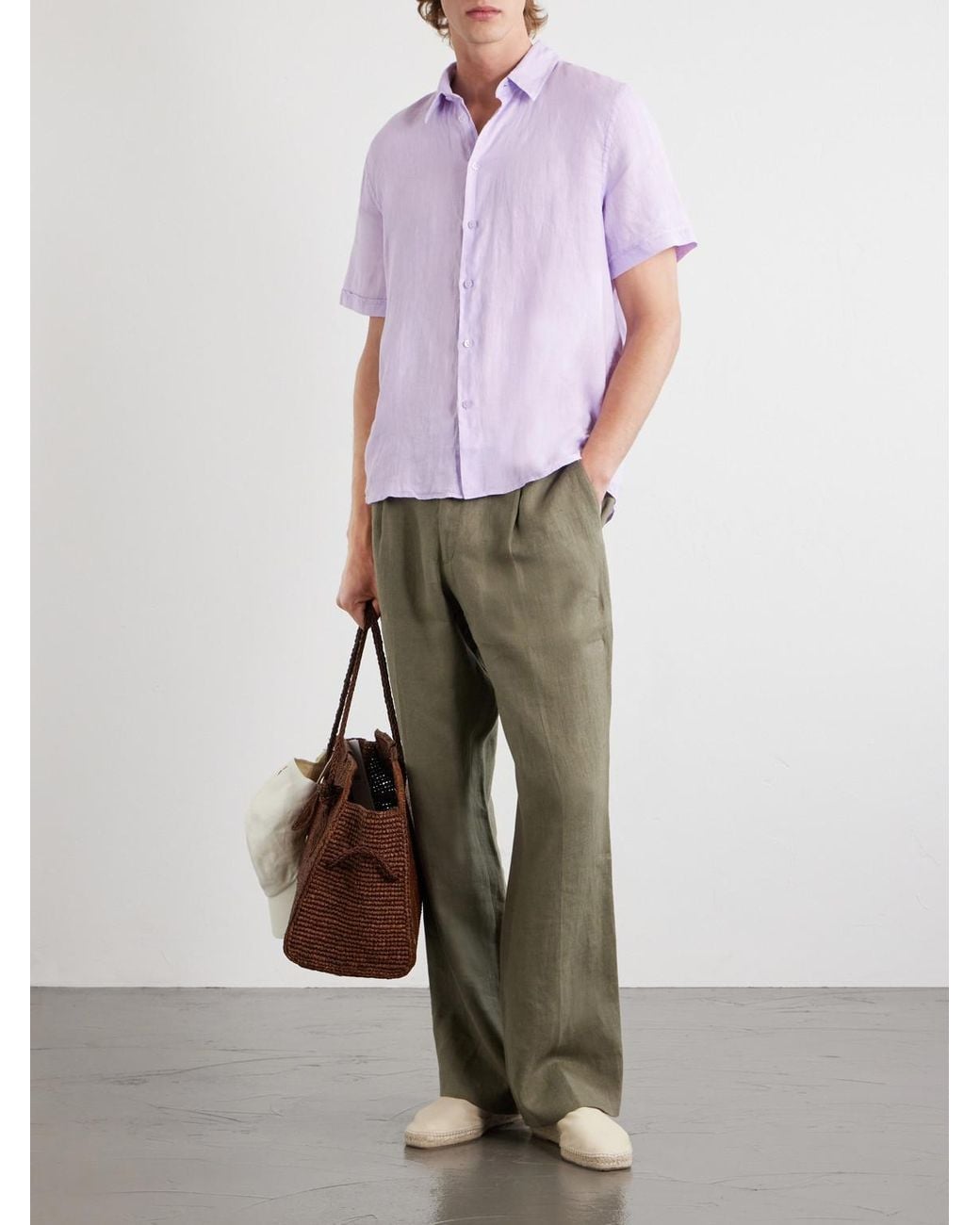 Vilebrequin Pink Courbis Linen Shirt for men