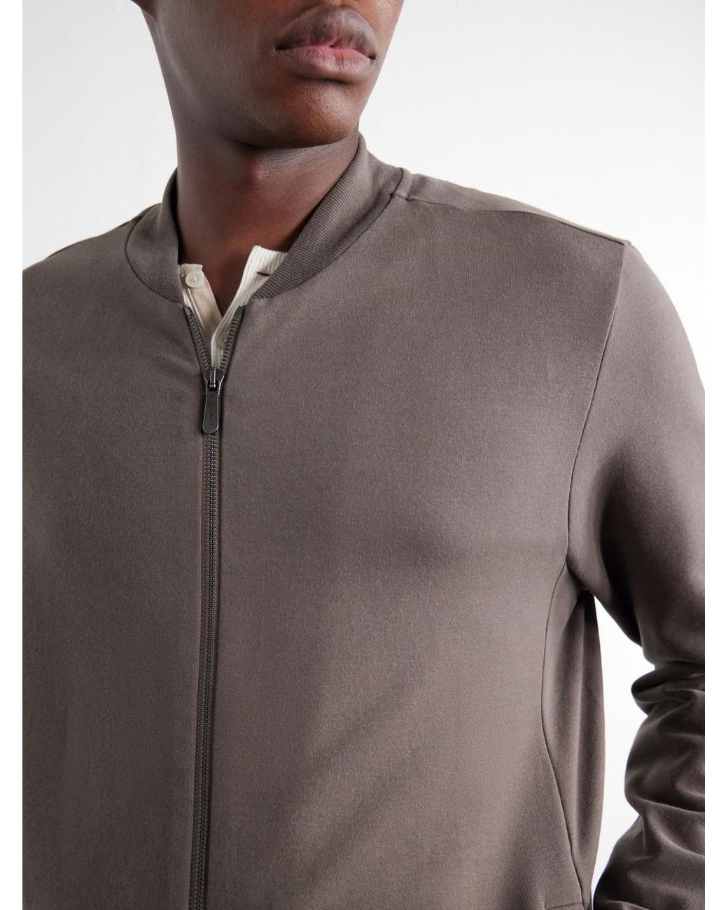 Zimmerli of Switzerland Gray Cotton-Blend Jersey Zip-Up Overshirt for men
