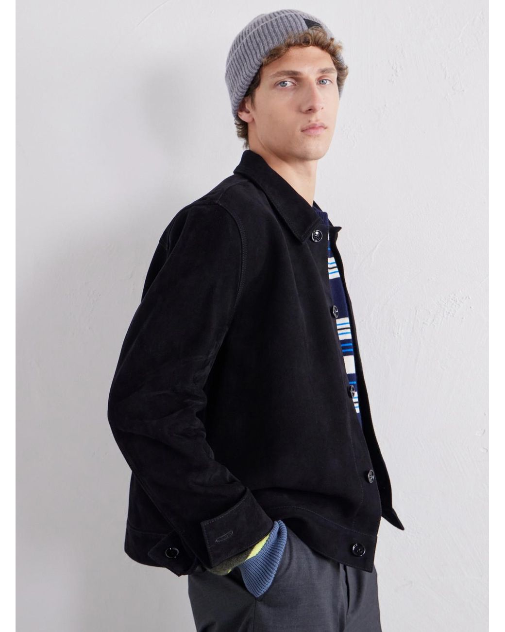 Paul Smith Gray Logo-Appliquéd Ribbed Cashmere And Merino Wool-Blend Beanie