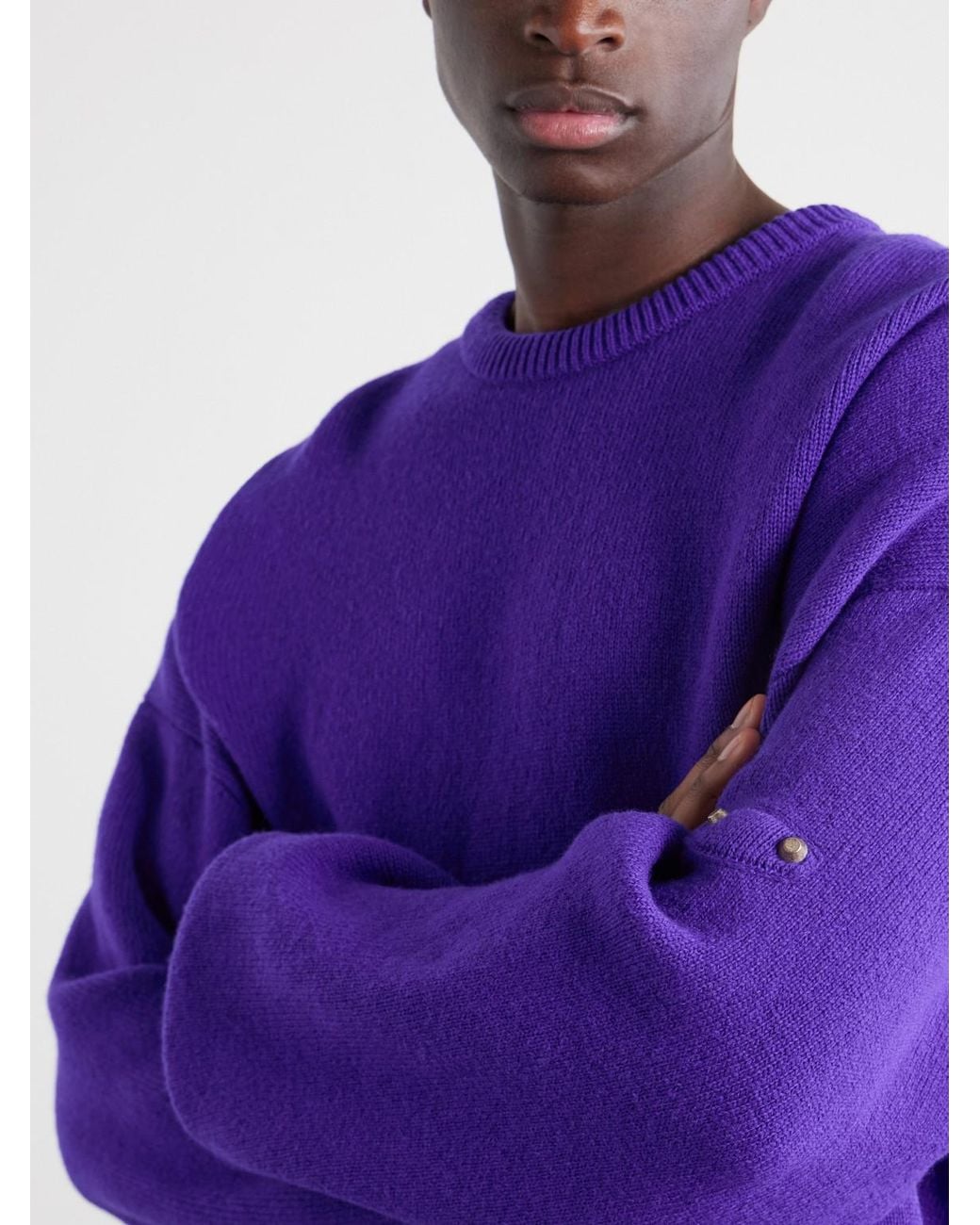Balenciaga Purple City Embellished Wool-Blend Sweater for men