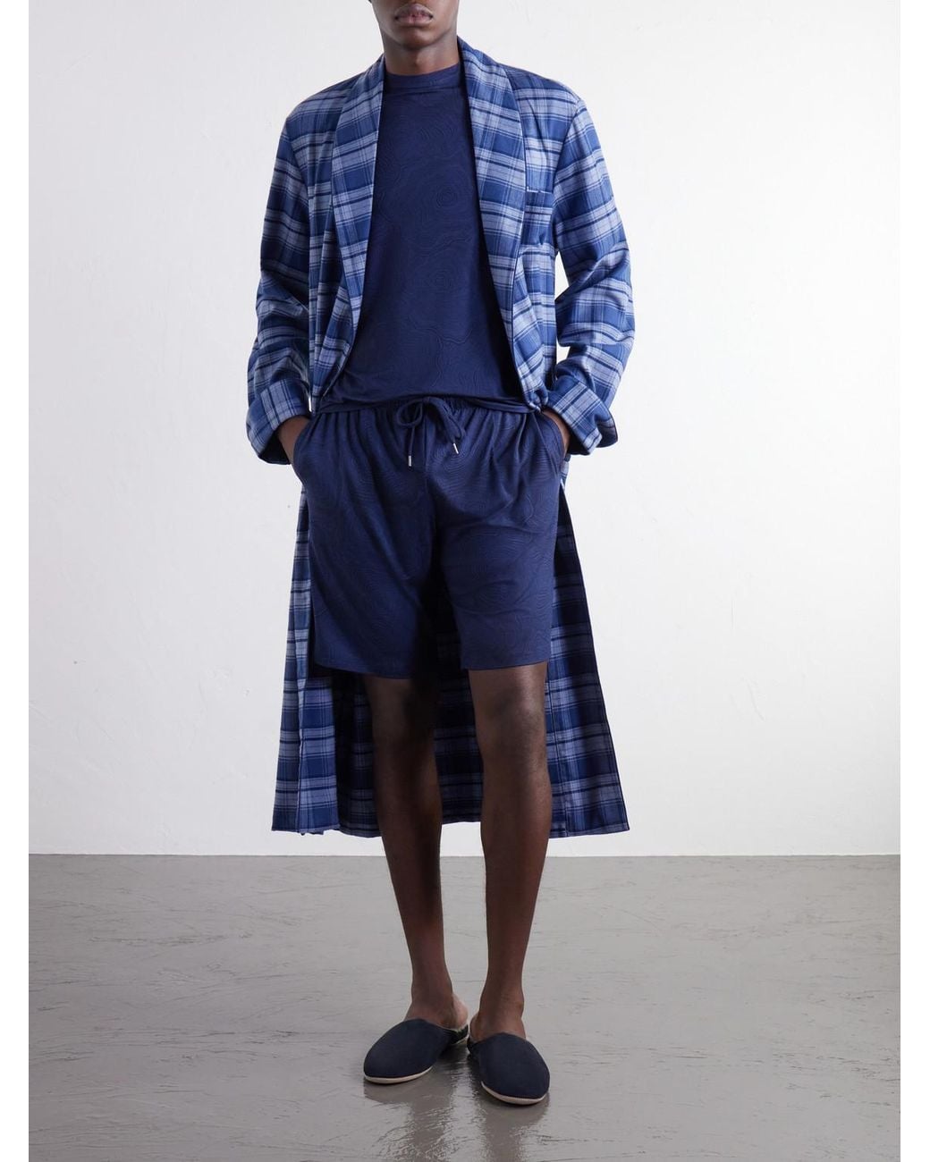 Derek Rose Blue London Printed Stretch-Modal Jersey Drawstring Pyjama Shorts for men