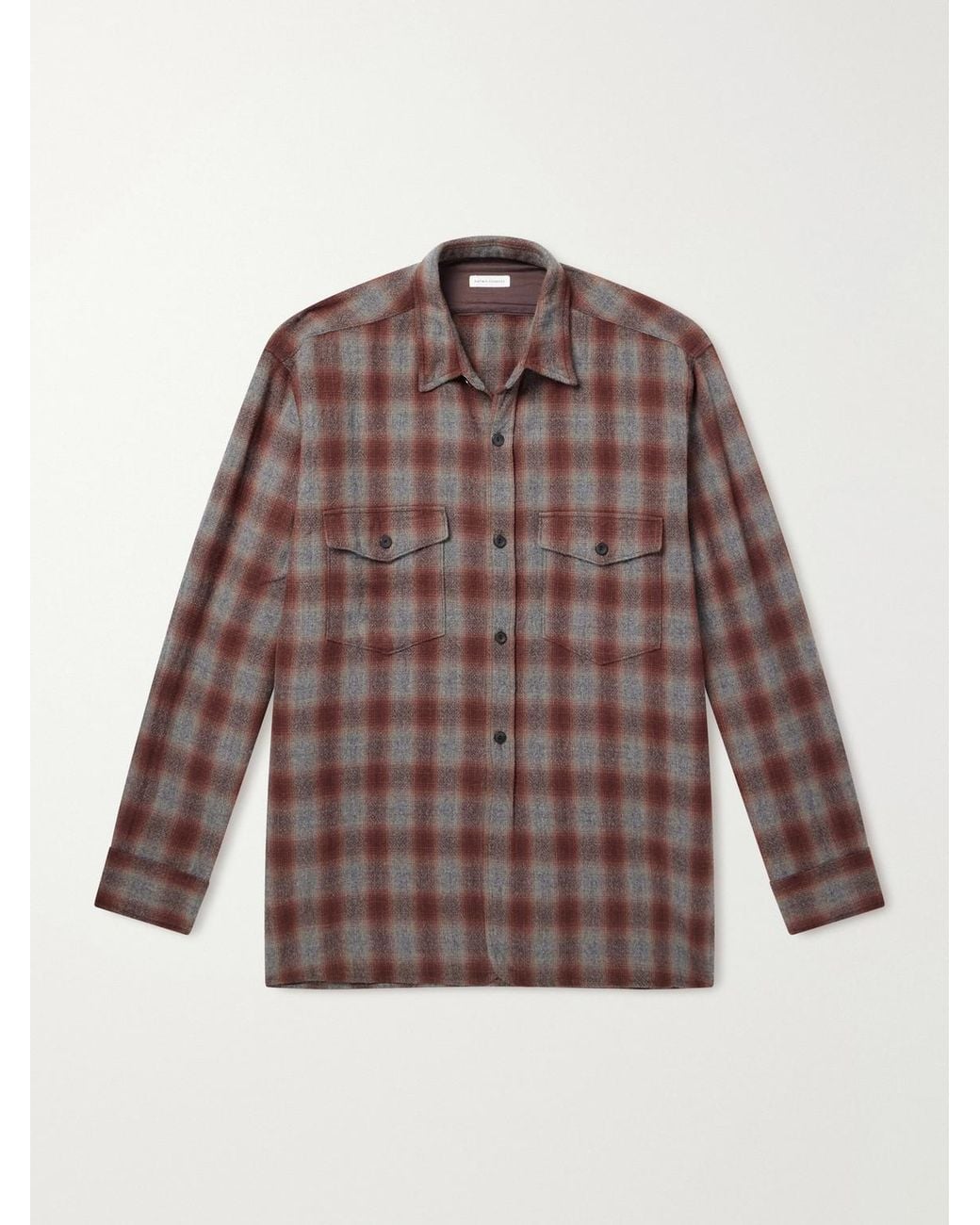 Kaptain Sunshine Brown Checked Wool And Alpaca-Blend Shirt for men