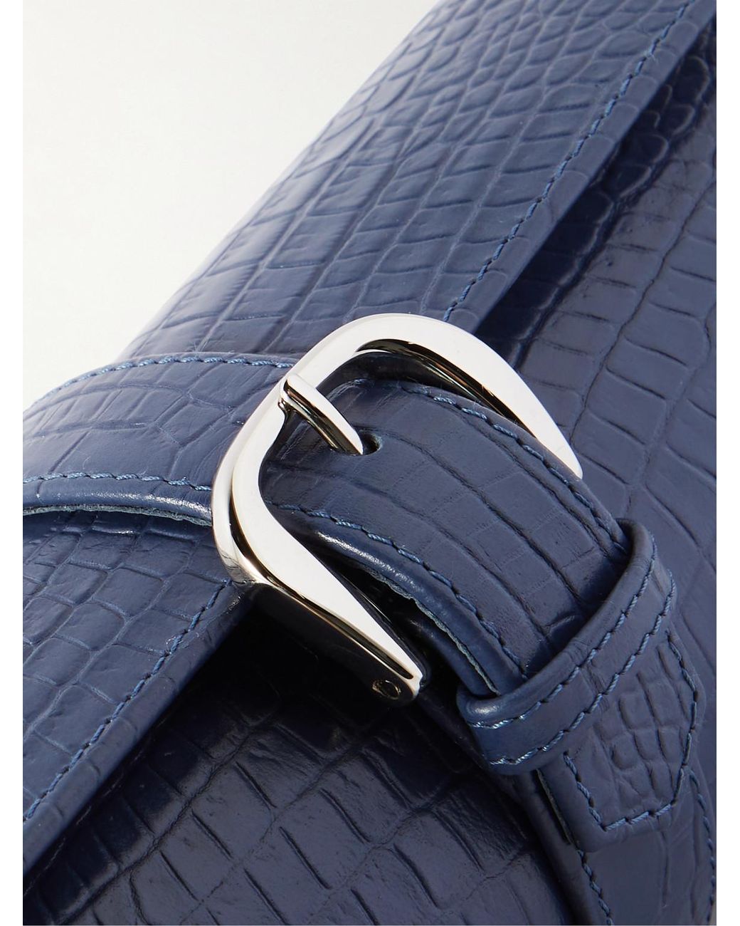 Rapport Blue Croc-Effect Leather Watch Roll for men