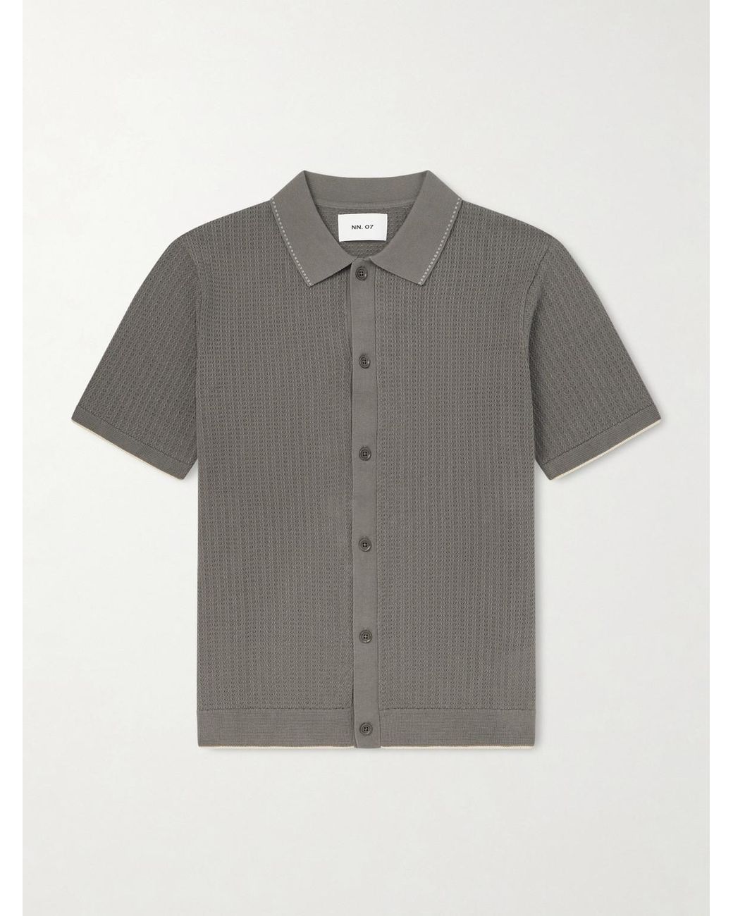 NN07 Gray Nalo 60039 Open-knit Cotton Shirt for men