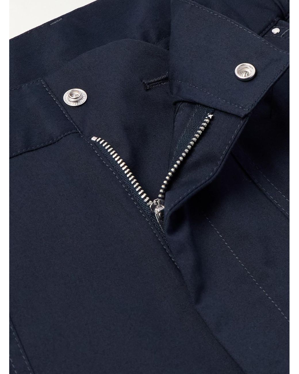 Moncler Blue Tapered Cotton-blend Gabardine Trousers for men