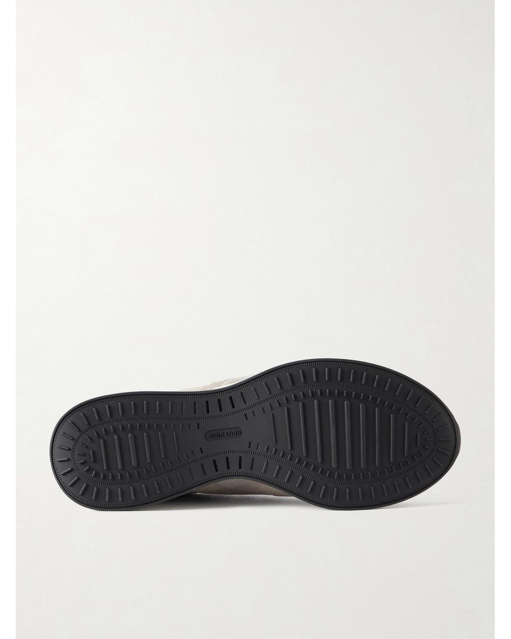 John Lobb White Laced Stream Suede Sneakers for men