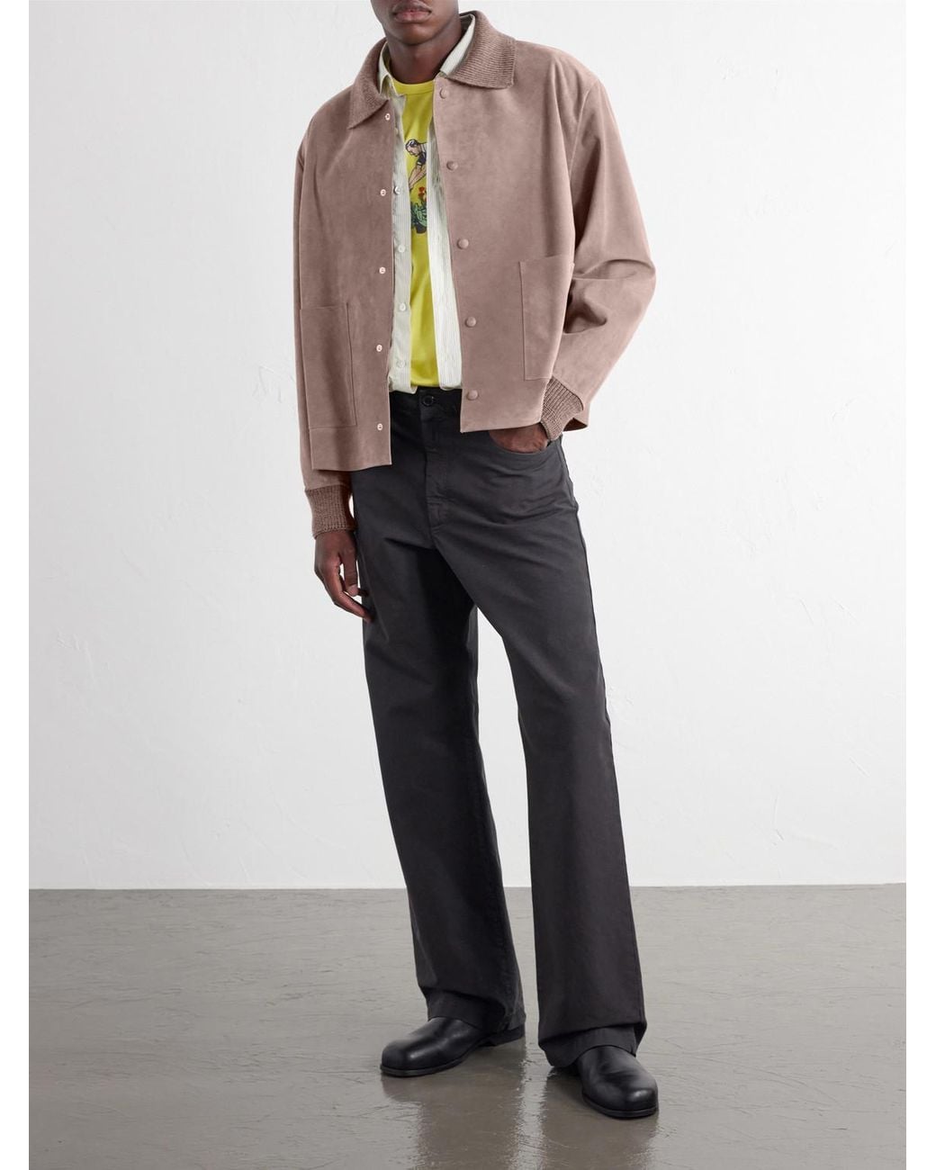 J.W. Anderson Brown Wool-Trimmed Suede Jacket for men