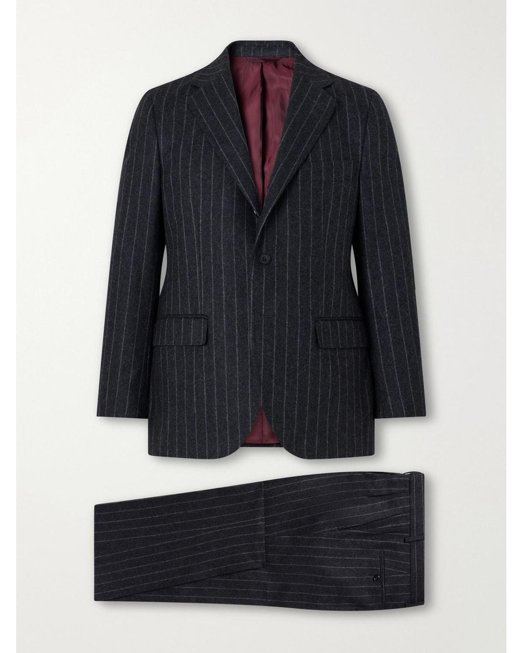 Rubinacci Blue Pinstriped Virgin Wool-Flannel Suit for men