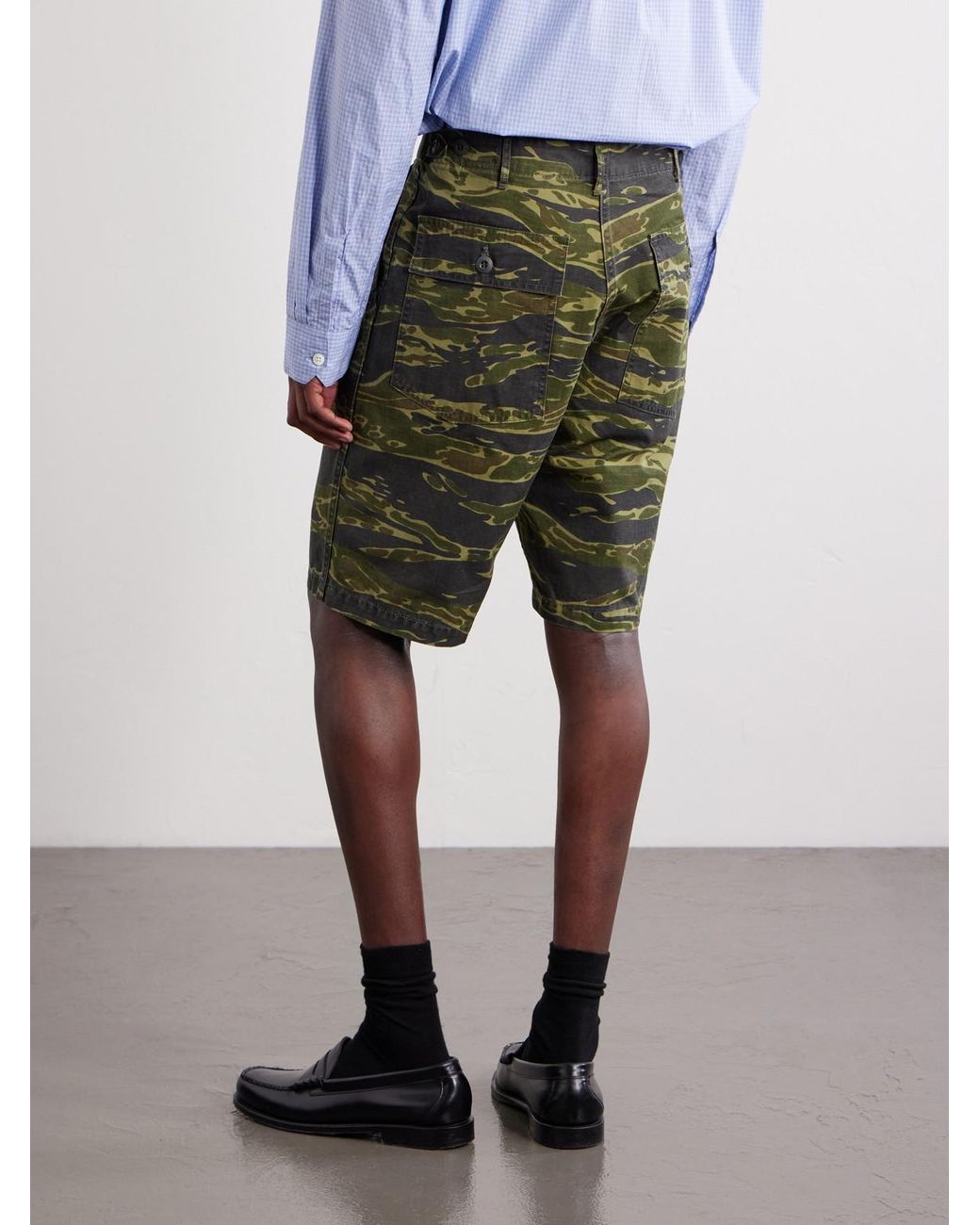 Orslow Green U.s. Army Fatigue Printed Straight-leg Rip-stop Cotton Shorts for men