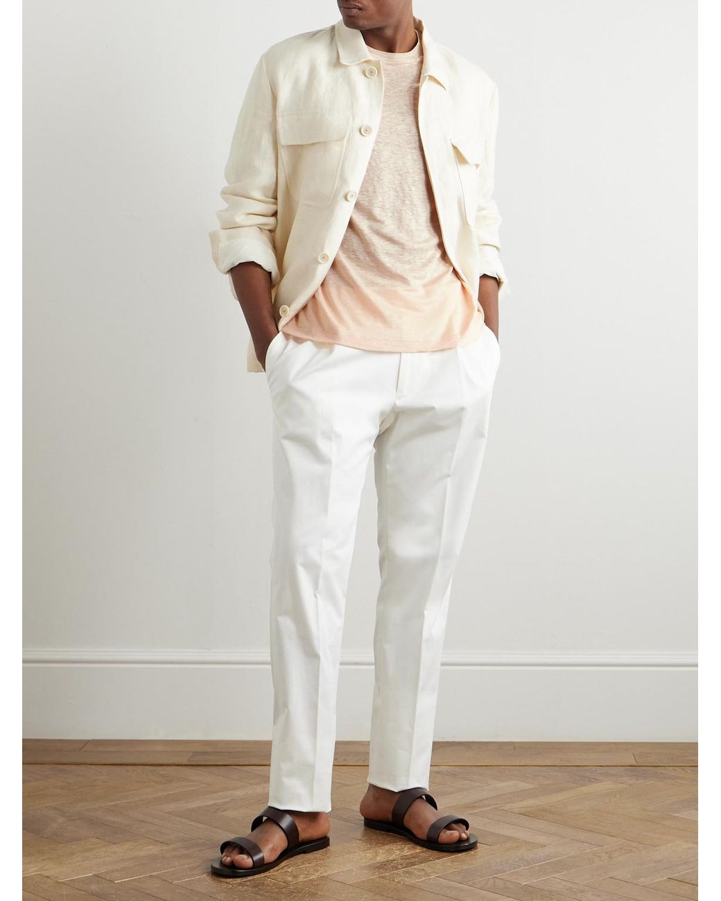 Loro Piana Pink Linen T-Shirt for men