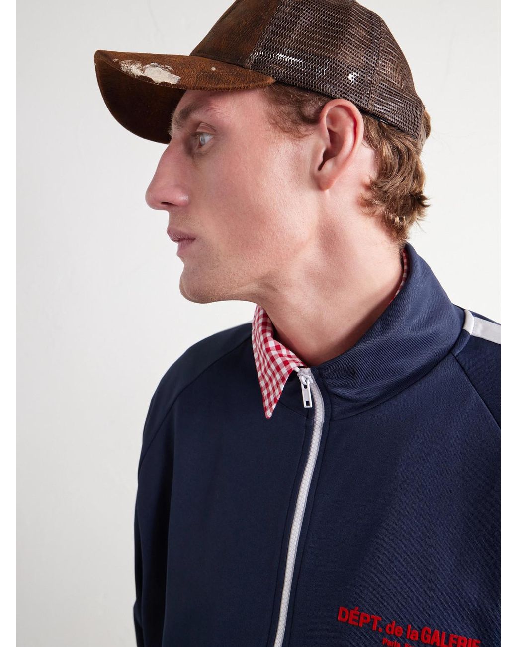 GALLERY DEPT. Brown Chateau Ranch Debossed Paint-Splattered Leather And Mesh Baseball Cap for men