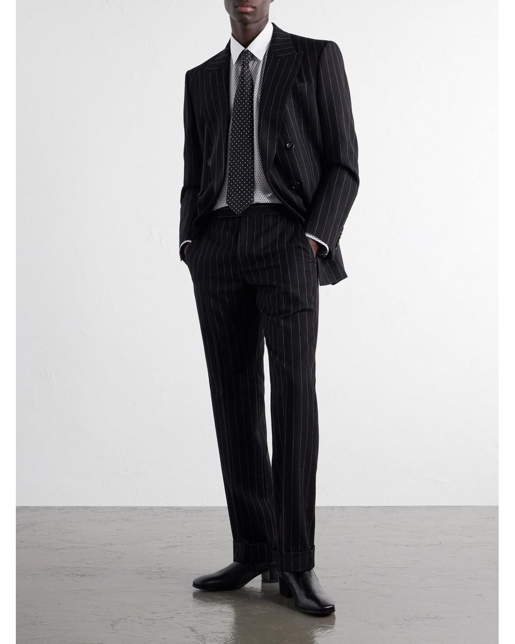 Tom Ford Black Straight-Leg Pinstriped Wool-Twill Suit Trousers for men
