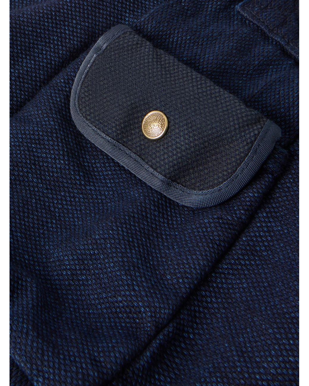 FRIZMWORKS Blue Sashiko Denim Messenger Bag for men