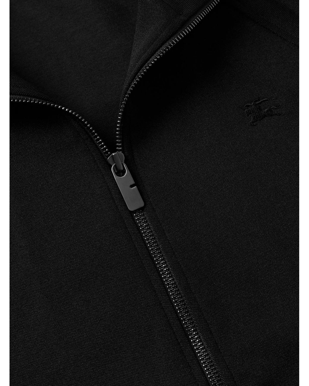 Burberry Black Checked Jacquard-Trimmed Logo-Embroidered Tech-Jersey Track Jacket for men