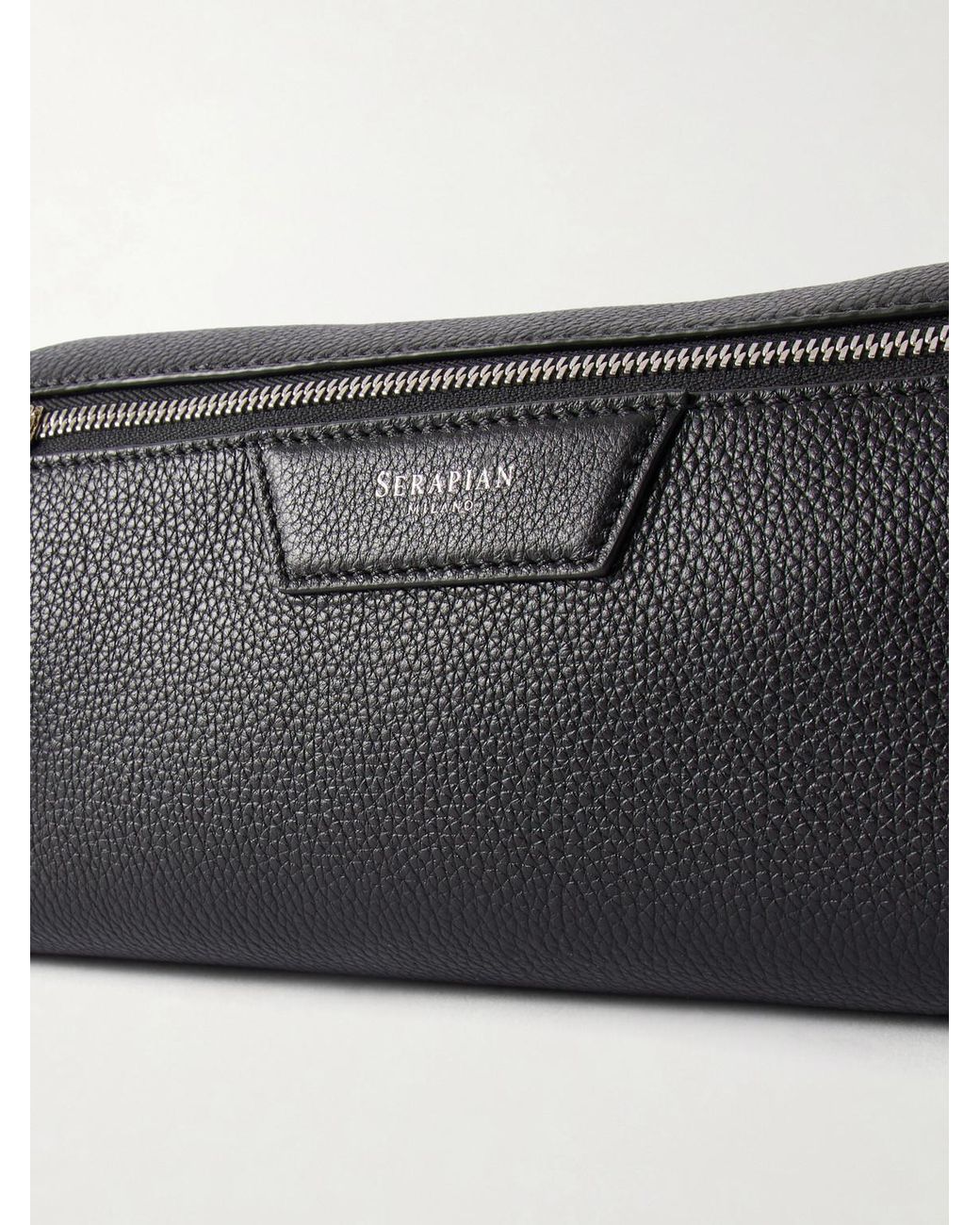 Serapian Black Soft Sling Leather Messenger Bag for men
