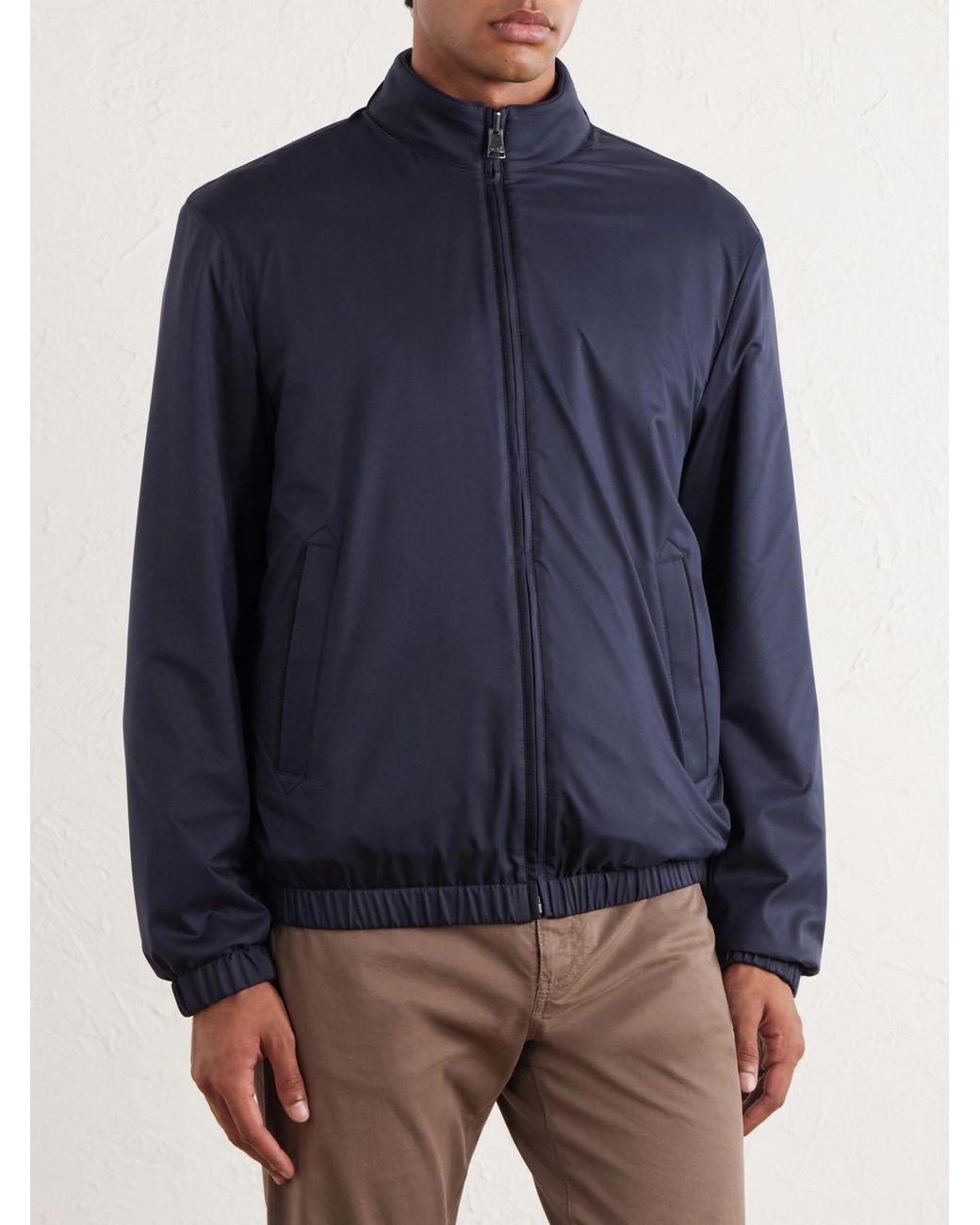 Canali Blue Reversible Shell Bomber Jacket for men