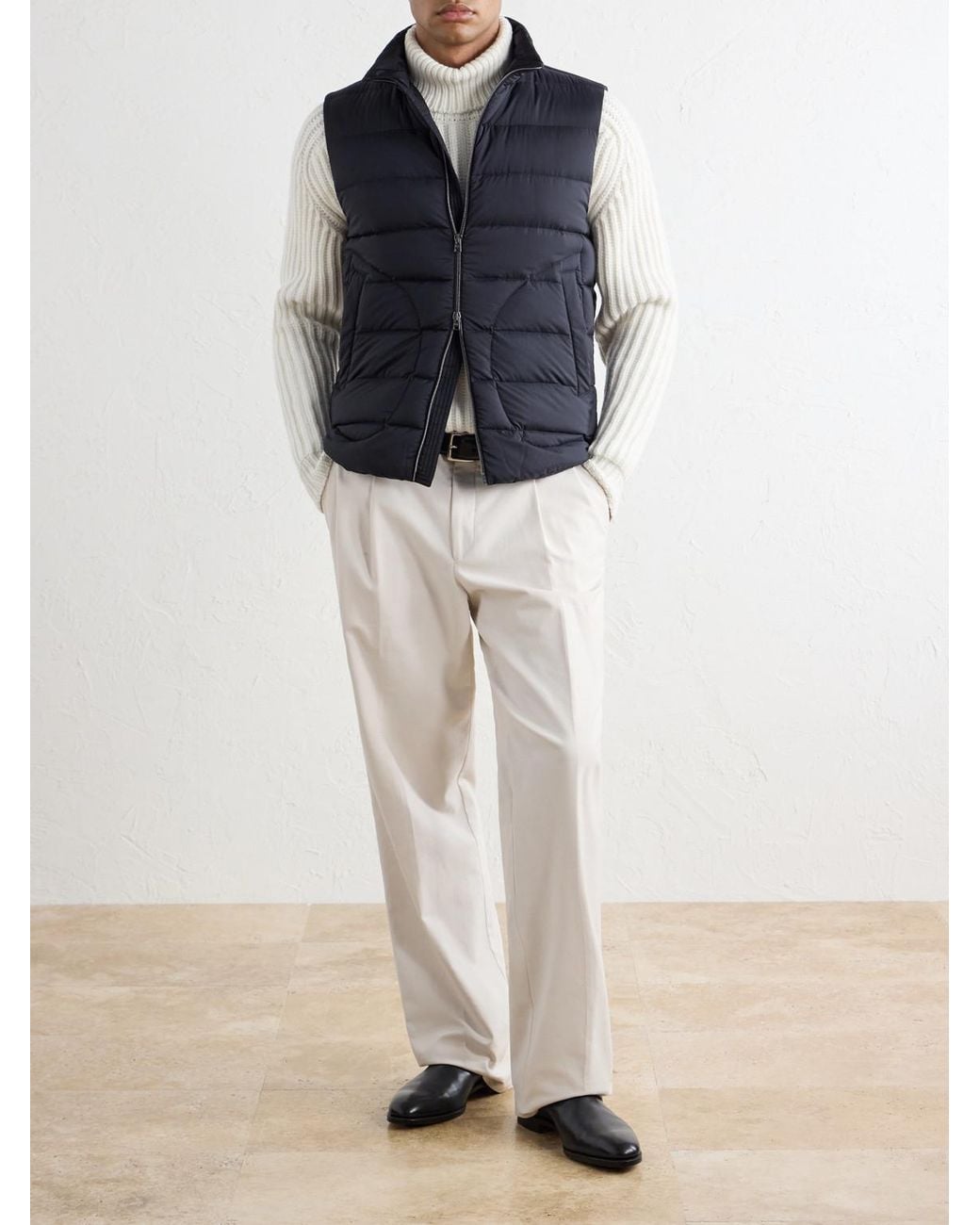 Herno Blue Ecoage Quilted Padded Down Gilet for men