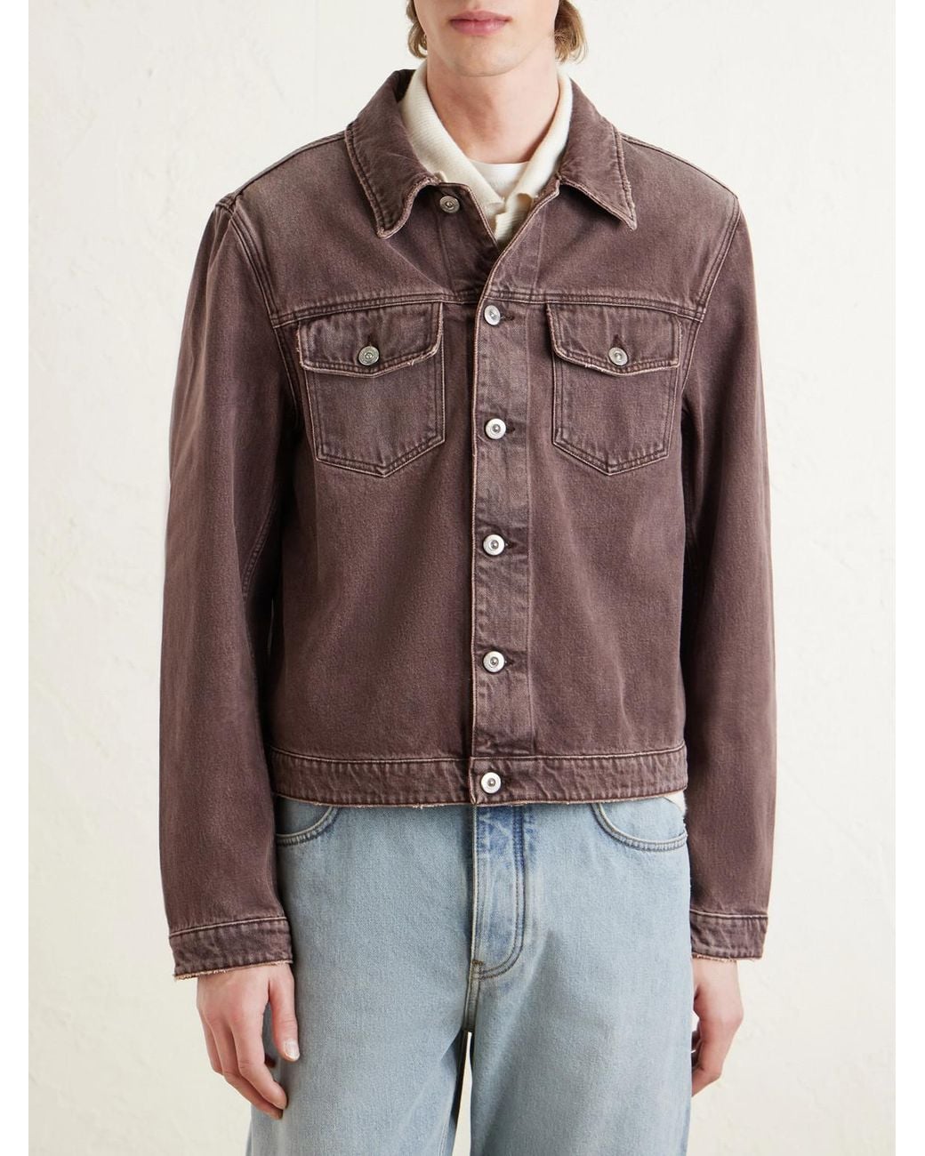 Our Legacy Purple Origin Distressed Denim Jacket for men