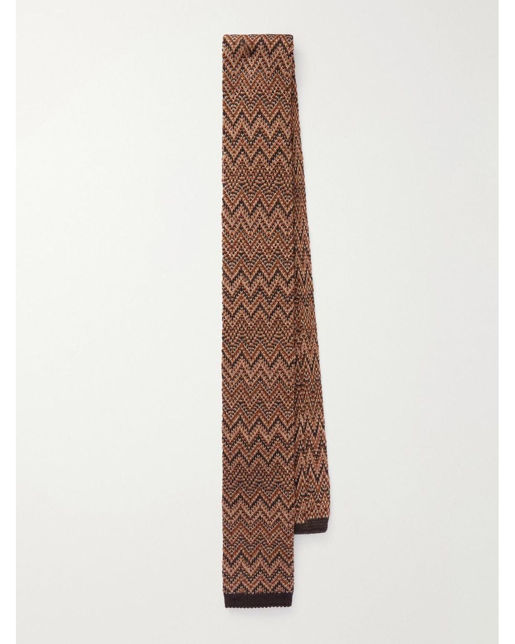 Missoni Natural Striped Crochet-Knit Wool And Silk-Blend Tie for men
