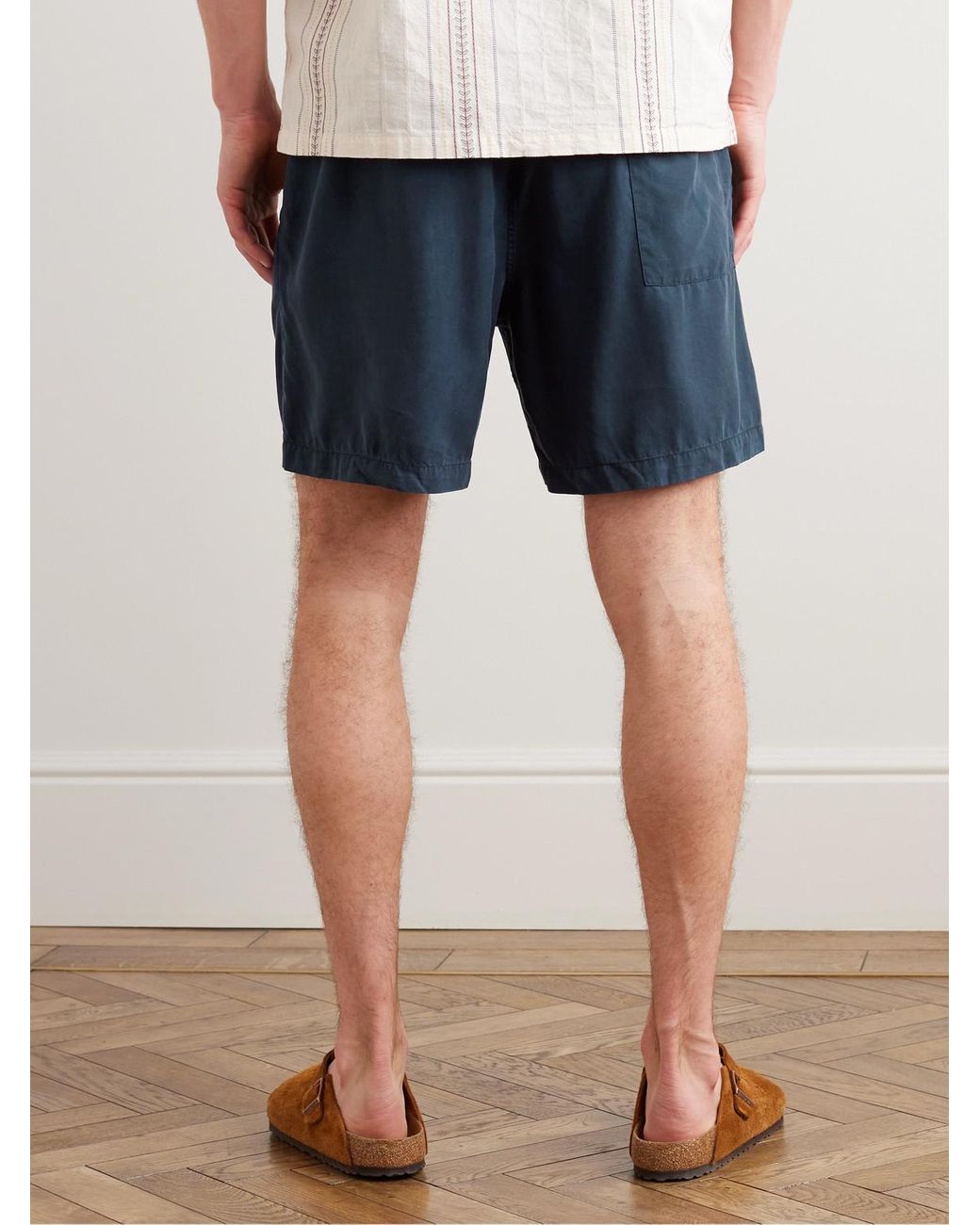Portuguese Flannel Blue Dogtown Tencel Lyocell Drawstring Shorts for men