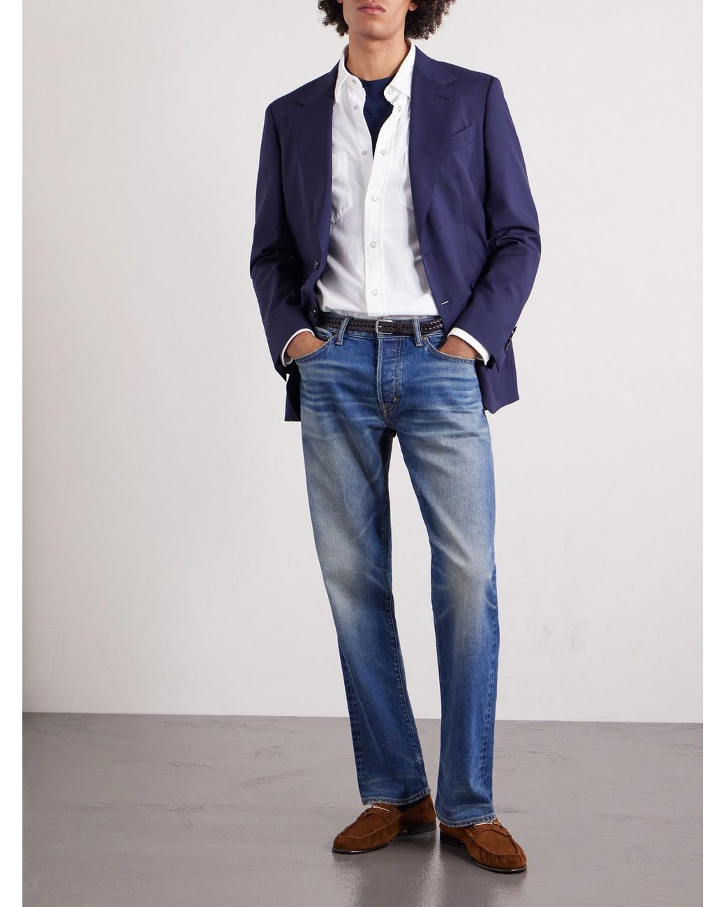 Tom Ford Blue Straight-Leg Selvedge Jeans for men