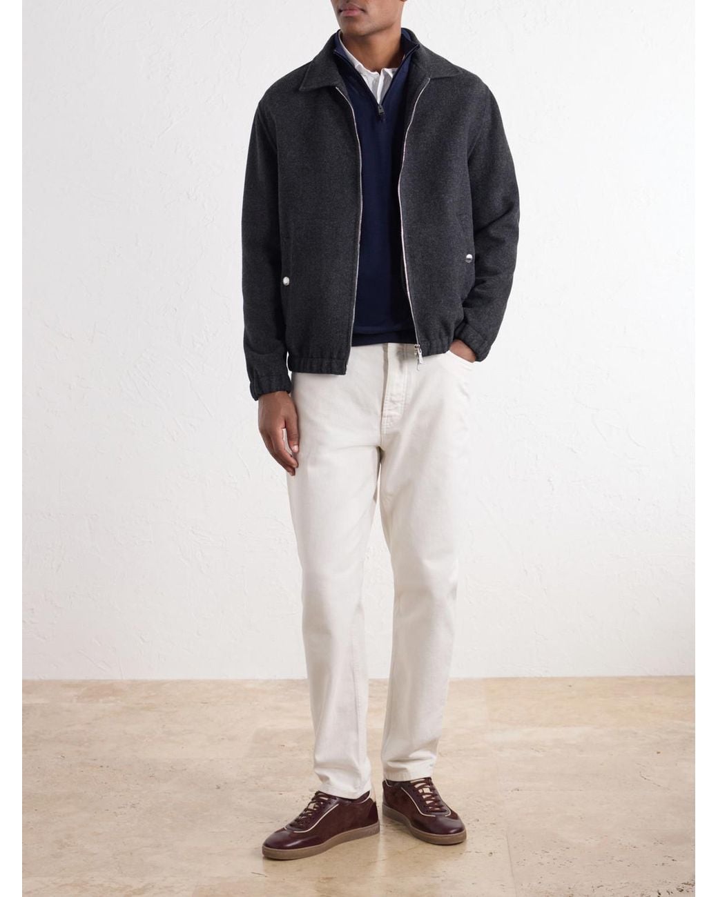 Eleventy Black Wool Bomber Jacket for men