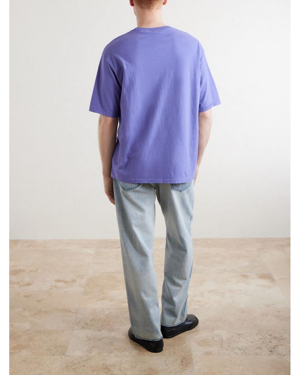Auralee Purple Organic Cotton-Jersey T-Shirt for men