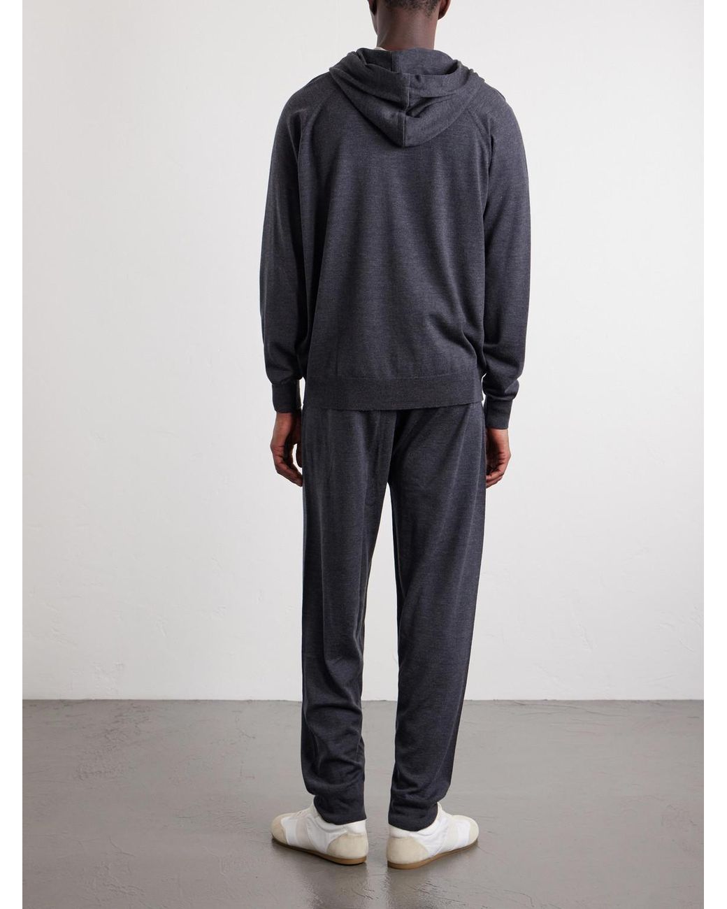 John Smedley Blue Carty Merino Wool Zip-Up Hoodie for men