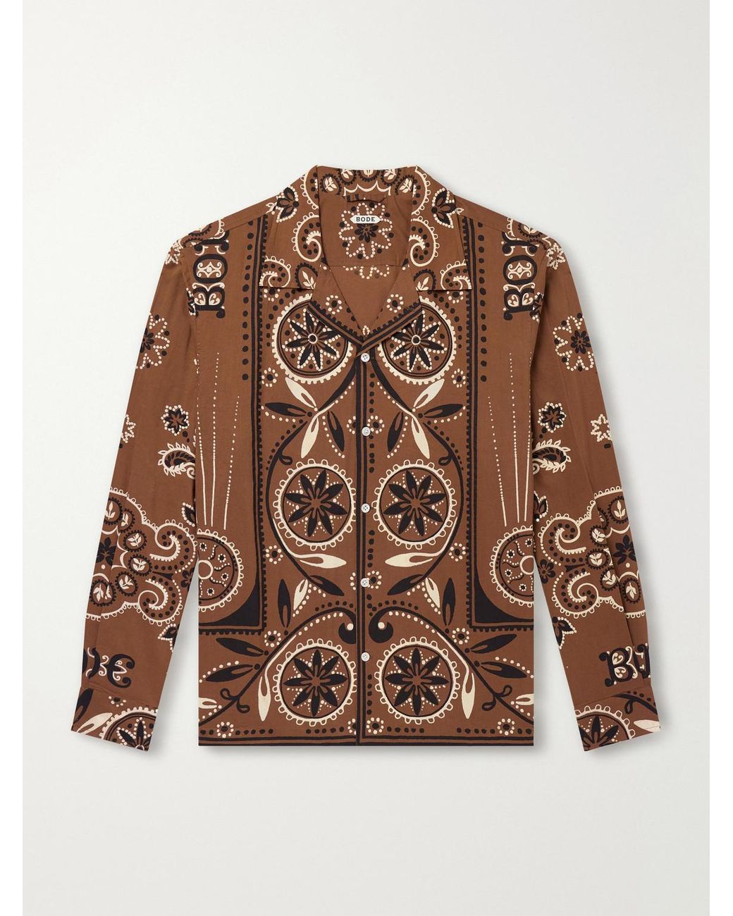 Bode Brown Bandana Printed Cotton Shirt for men