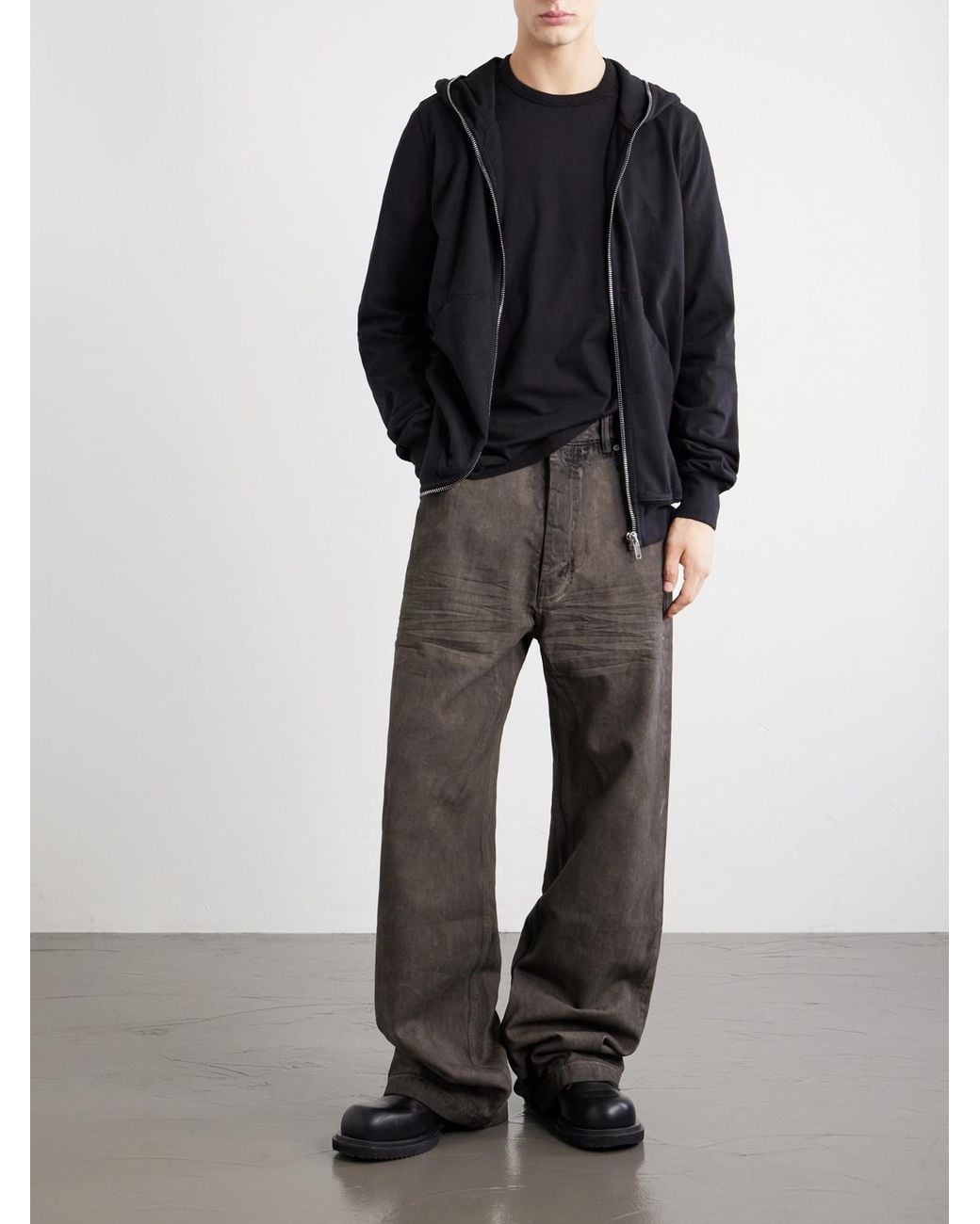 Rick Owens Black Brad Cotton-Jersey T-Shirt for men