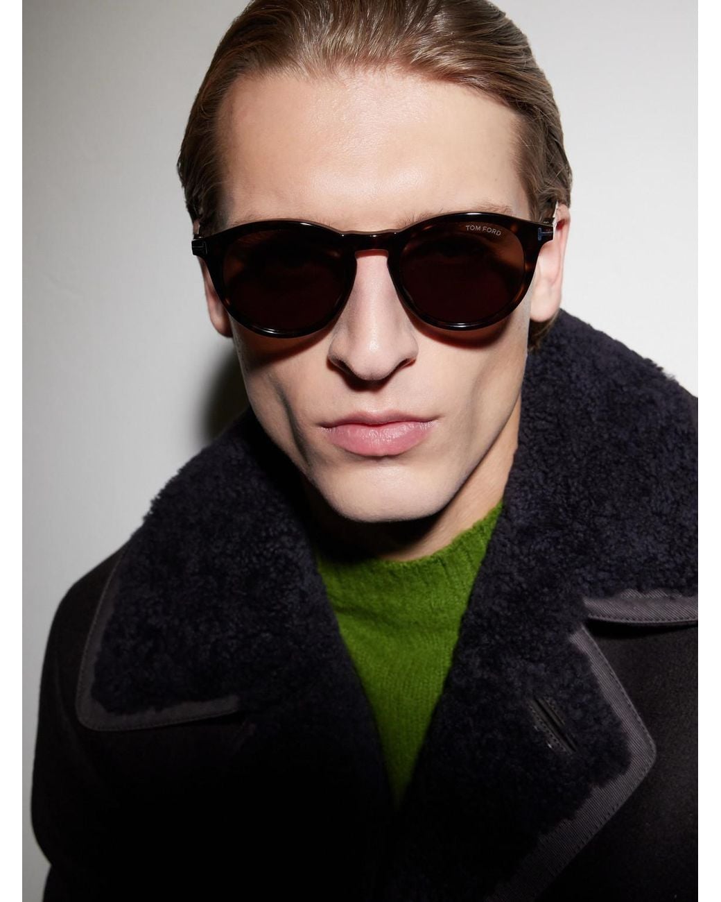 Tom Ford Brown Olivier-02 Round-Frame Tortoiseshell Acetate Sunglasses for men