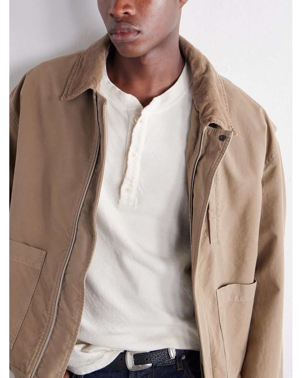 Les Tien White Garment-Dyed Ribbed Cotton-Jersey T-Shirt for men