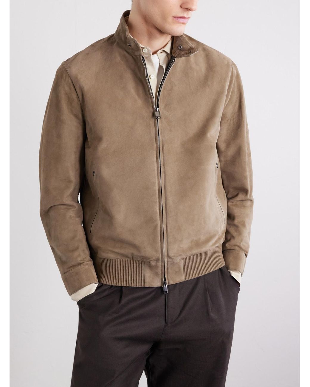Brioni Brown Suede Jacket for men