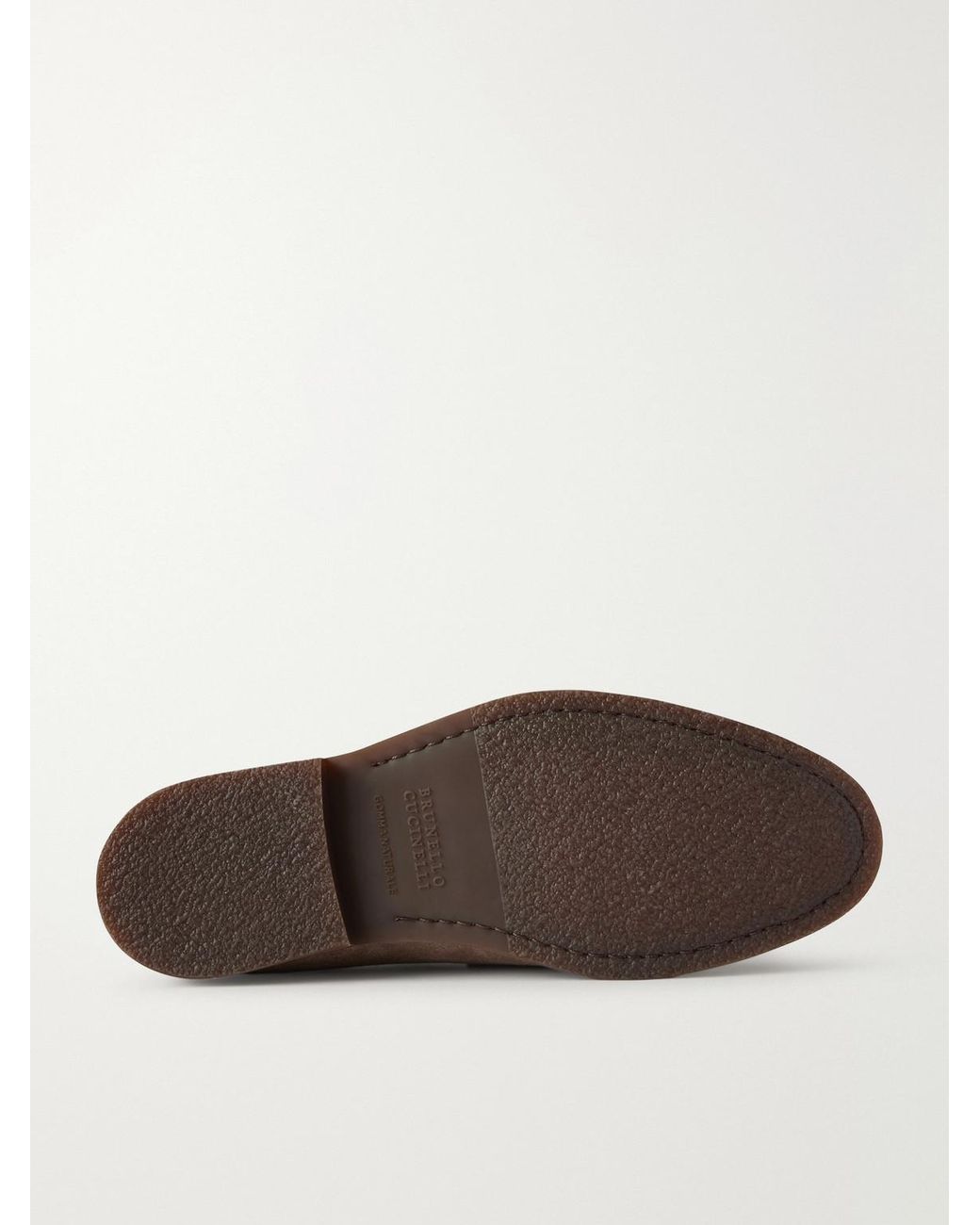 Brunello Cucinelli Natural Flex Suede Penny Loafers for men