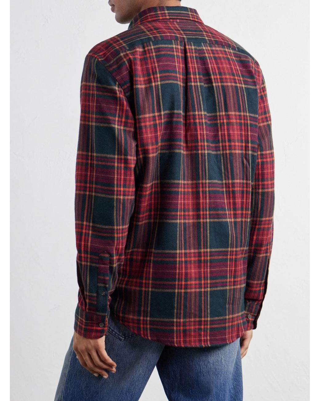 Portuguese Flannel Red Bravio Checked Cotton-Flannel Shirt for men