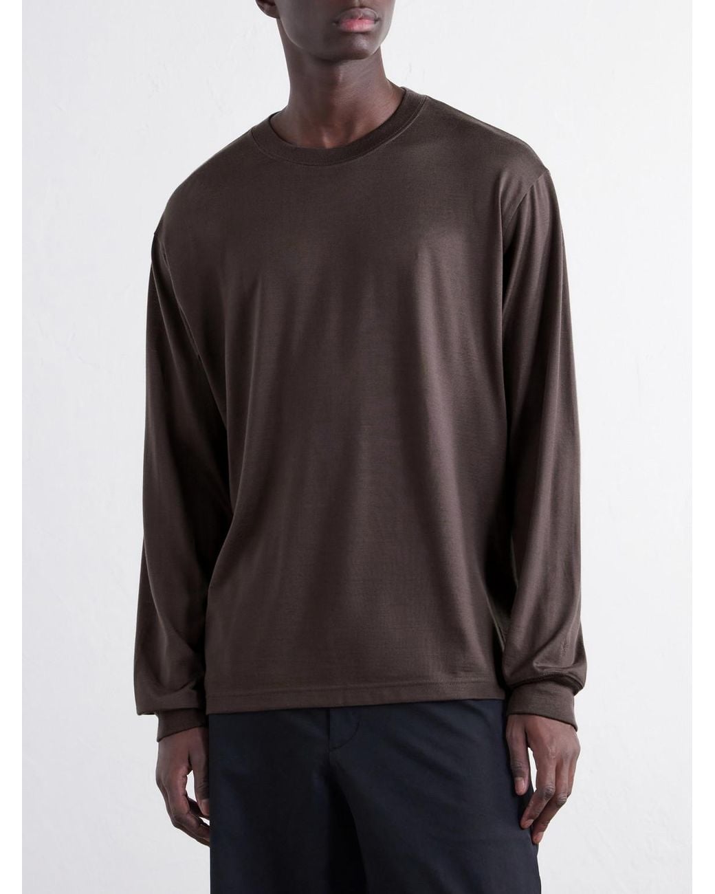Goldwin Brown Wool And Lyocell-Blend Jersey Sweater for men