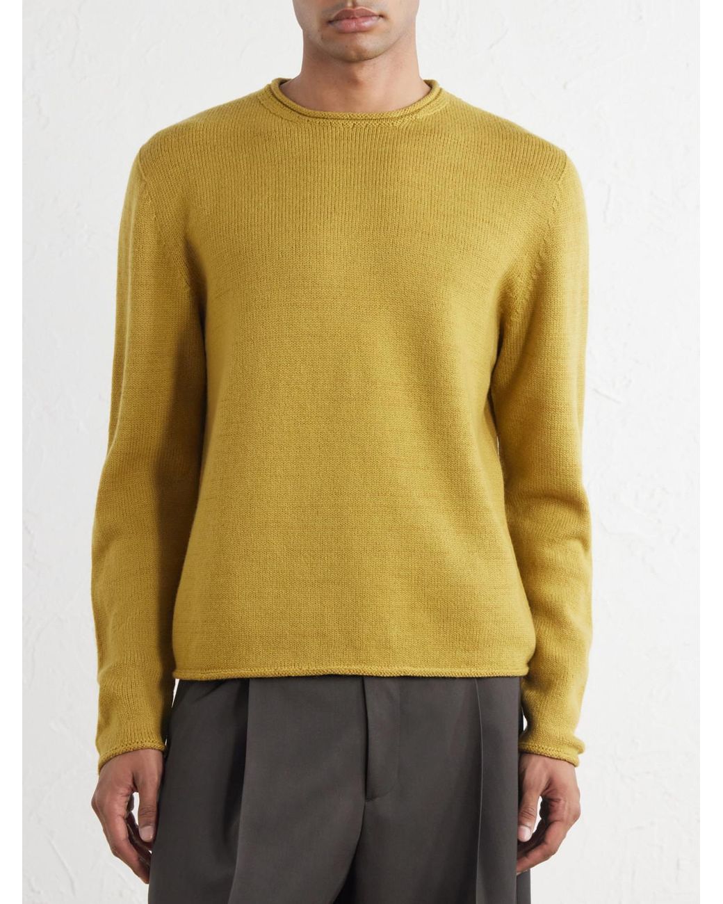 Inis Meáin Yellow Merino Wool And Linen-Blend Sweater for men