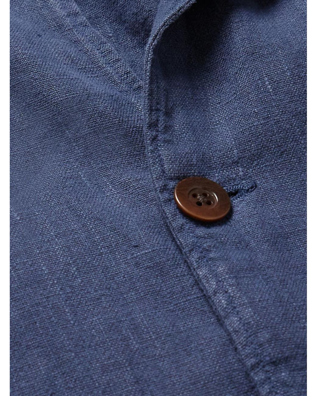 Portuguese Flannel Blue Labura Slim-Fit Linen Jacket for men