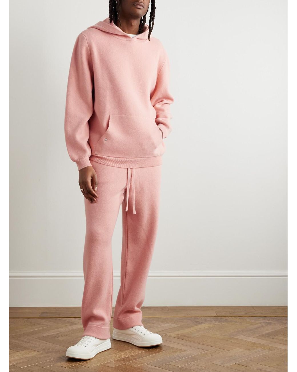 God's True Cashmere Pink Wanderer Tapered Embellished Cashmere Trousers for men