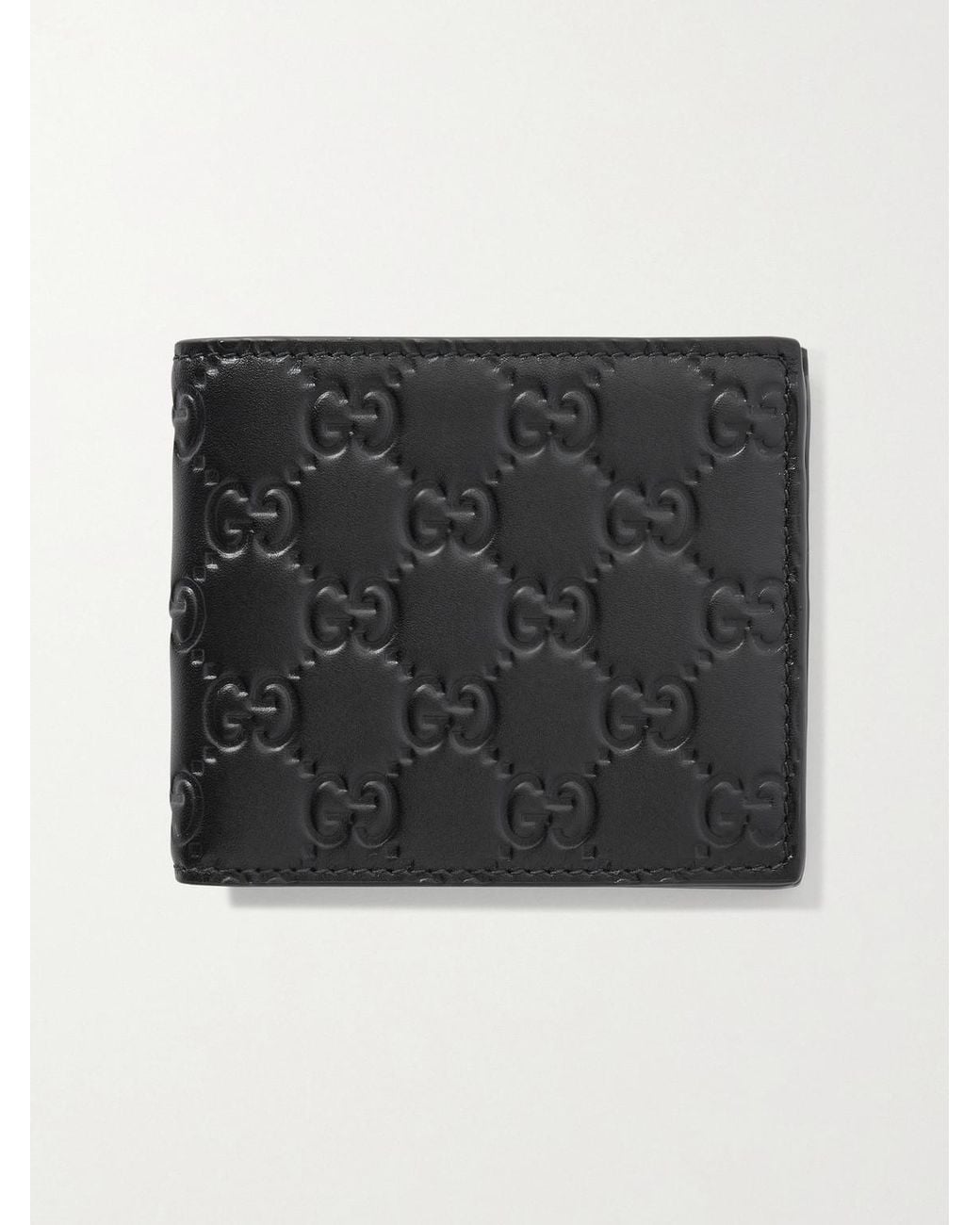 Gucci Black Arabella Logo-Debossed Leather Billford Wallet for men