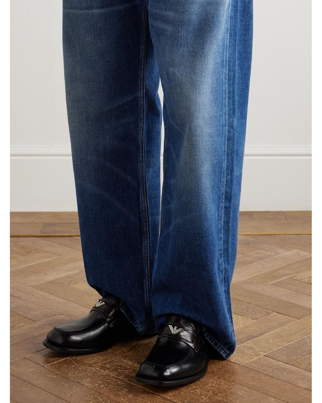Our Legacy Emporio Armani Sentiero Embellished Leather Loafers in