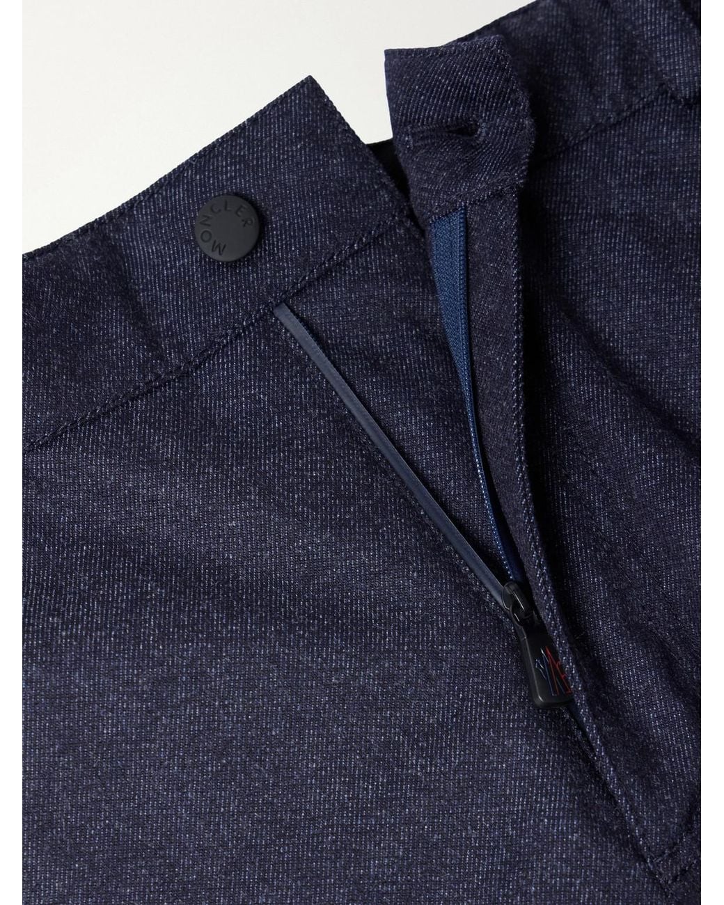 Moncler Blue Straight-Leg Padded Webbing-Trimmed Virgin Wool-Denim Ski Salopettes for men