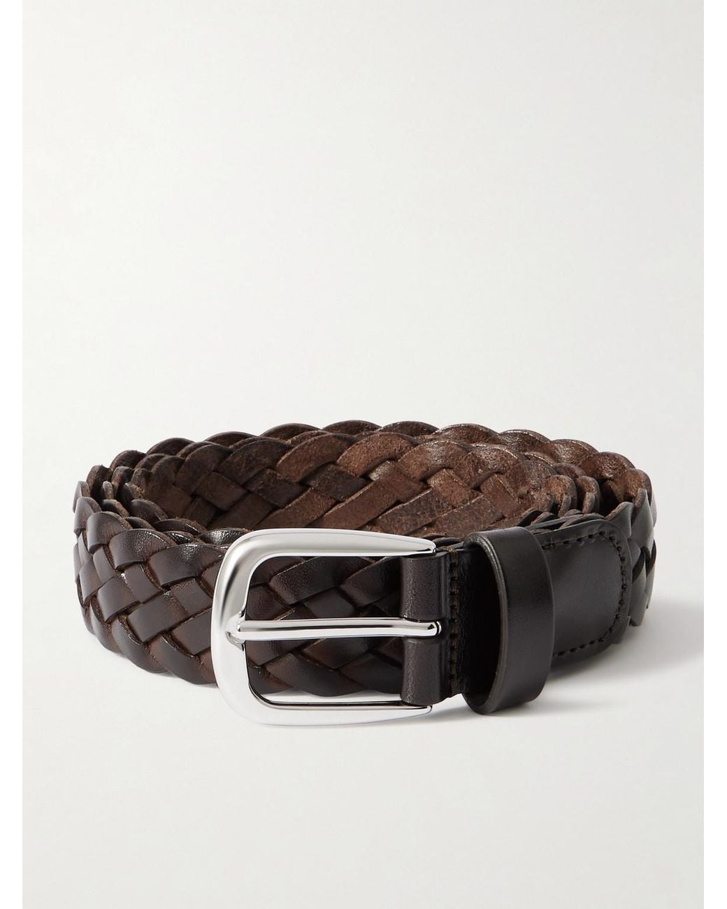 Andersons Brown 3Cm Woven Leather Belt for men