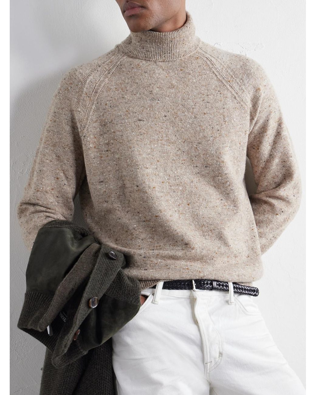 Zegna White Wool-Blend Rollneck Sweater for men
