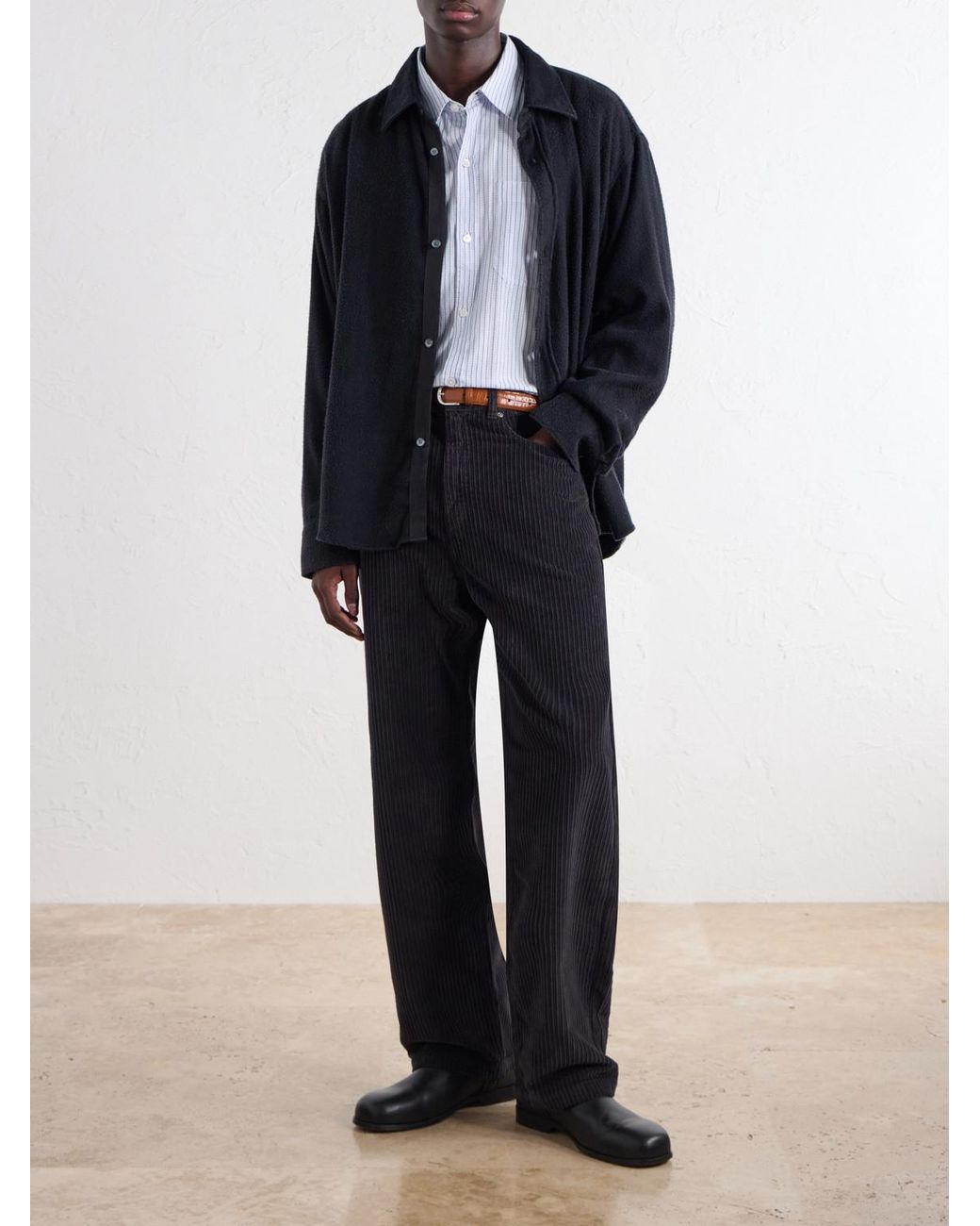 mfpen Blue Straight-Leg Cotton-Corduroy Trousers for men