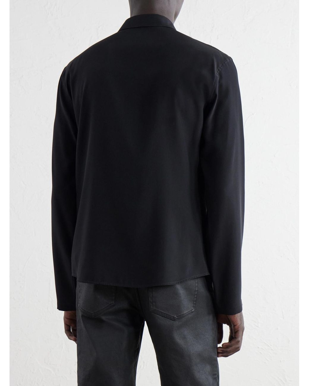Gucci Black Cropped Silk-Crepe Shirt for men