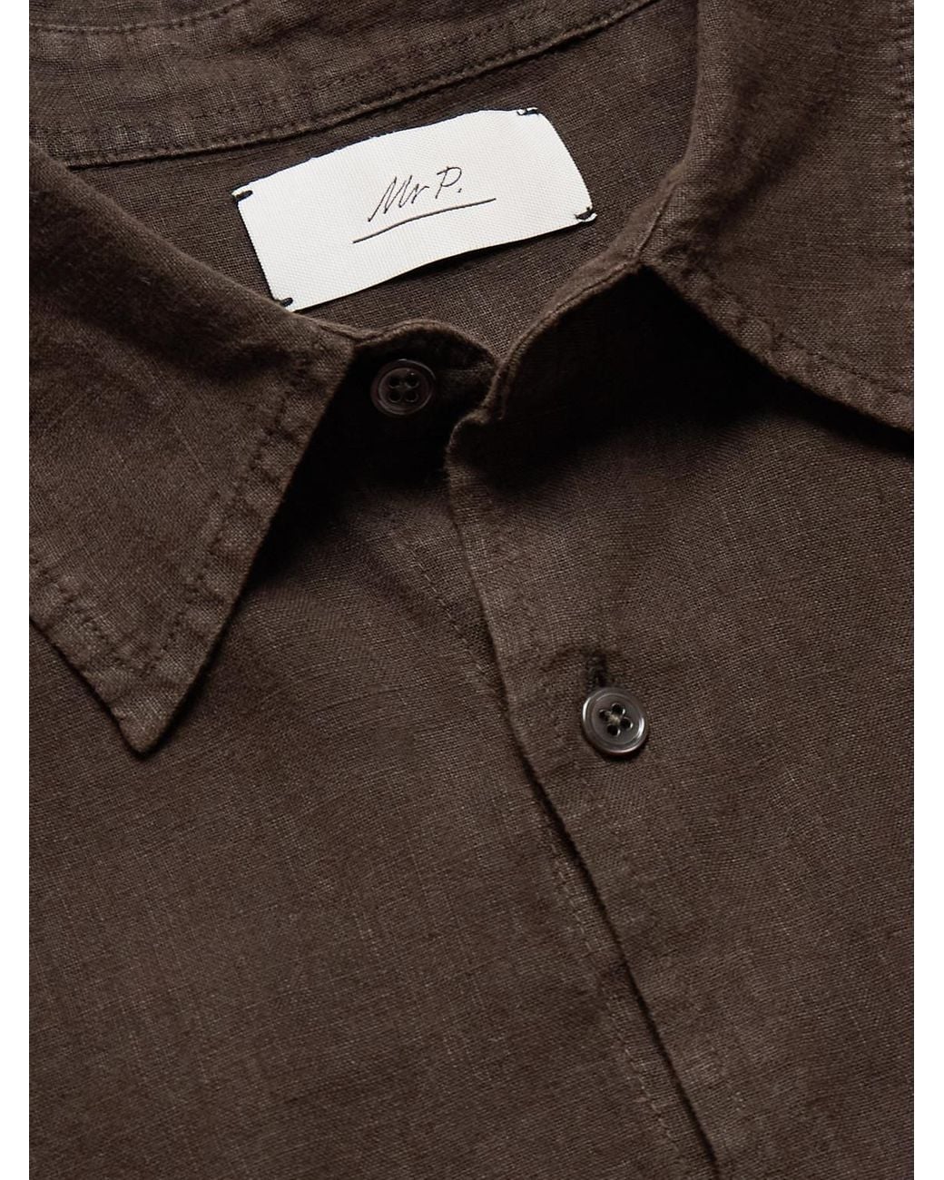 Garment-Dyed Linen Shirt di Mr P. in Brown da Uomo